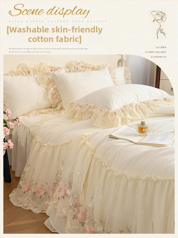 Корейски летен готин комплект от четири части с принцеса, френско романтично фейно спално бельо, лятно копринено голо спално покривало за одеяло, чаршафи