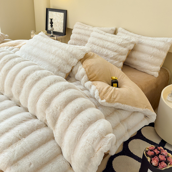 2024 m. naujas triušio aksomas su pieno aksomu, sutirštinto triušio kailio keturių dalių komplektas rudeniui ir žiemai, šiltas, patogus, kvėpuojantis, subtilus aksomas