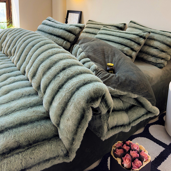 2024 m. naujas triušio aksomas su pieno aksomu, sutirštinto triušio kailio keturių dalių komplektas rudeniui ir žiemai, šiltas, patogus, kvėpuojantis, subtilus aksomas