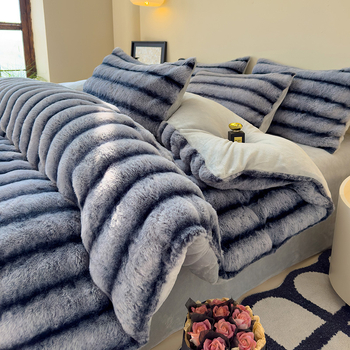 2024 m. naujas triušio aksomas su pieno aksomu, sutirštinto triušio kailio keturių dalių komplektas rudeniui ir žiemai, šiltas, patogus, kvėpuojantis, subtilus aksomas