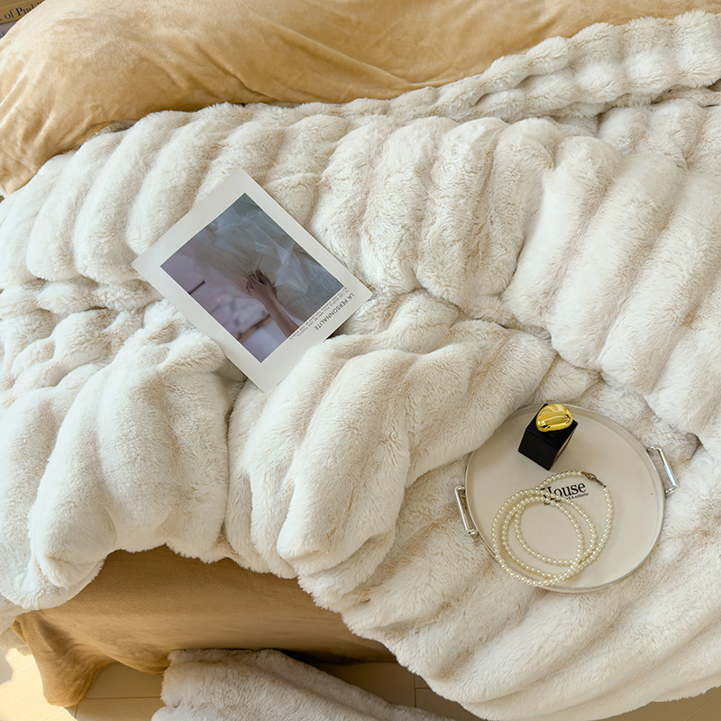 2024 m. naujas triušio aksomas su pieno aksomu, sutirštinto triušio kailio keturių dalių komplektas rudeniui ir žiemai, šiltas, patogus, kvėpuojantis, subtilus aksomas