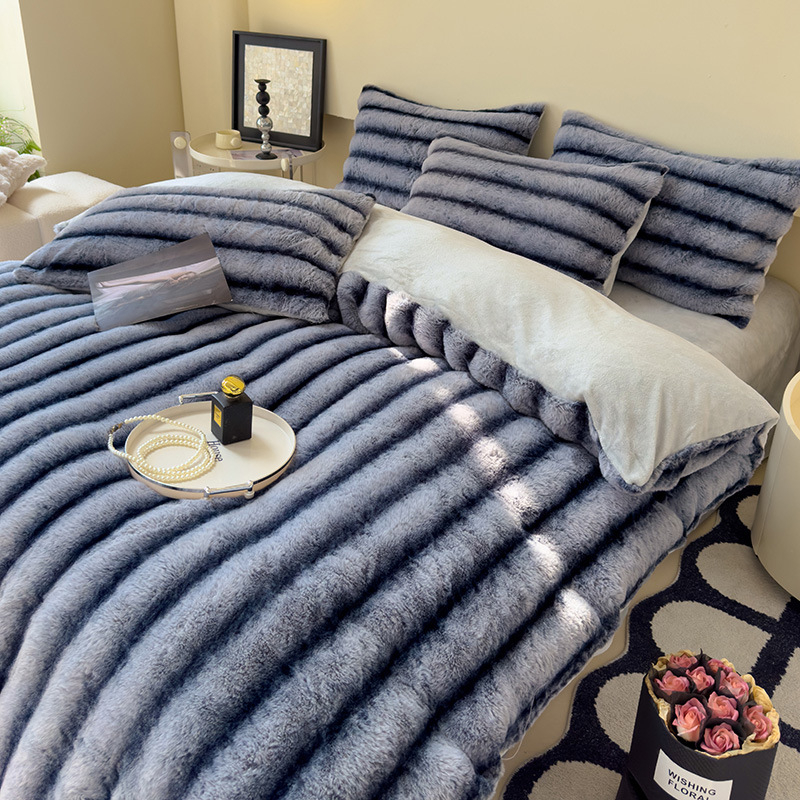 2024 m. naujas triušio aksomas su pieno aksomu, sutirštinto triušio kailio keturių dalių komplektas rudeniui ir žiemai, šiltas, patogus, kvėpuojantis, subtilus aksomas