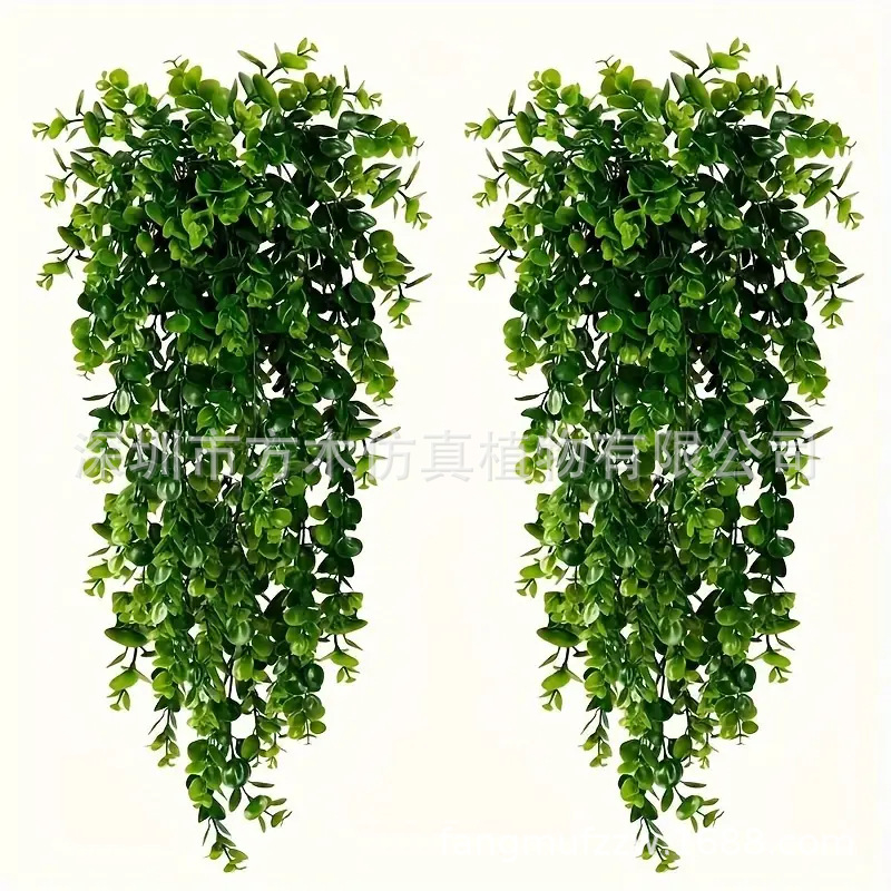 Dirbtiniai rotango eukalipto sieniniai pakabinami augalai, dirbtiniai žalieji augalai, netikri pakabinami augalai, namų lauko dekoratyvinės gėlės