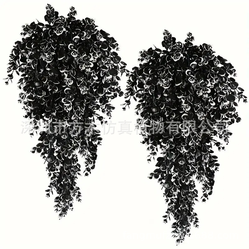 Dirbtiniai rotango eukalipto sieniniai pakabinami augalai, dirbtiniai žalieji augalai, netikri pakabinami augalai, namų lauko dekoratyvinės gėlės