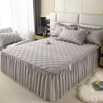 Гола нова пола за легло, едноцветна калъфка за възглавница, покривало за легло \