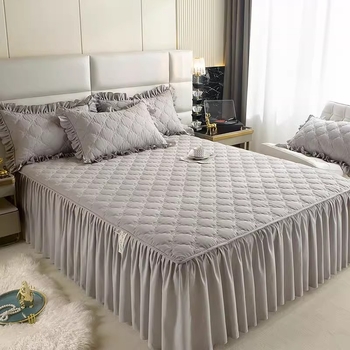 Гола нова пола за легло, едноцветна калъфка за възглавница, покривало за легло \