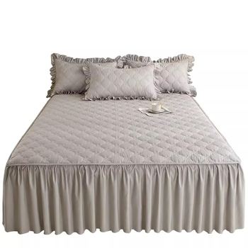 Гола нова пола за легло, едноцветна калъфка за възглавница, покривало за легло \
