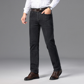 Дънки Four Seasons, удебелени от агнешко кадифе, памучни, за мъжки татковци, тесни, прави, дълги панталони