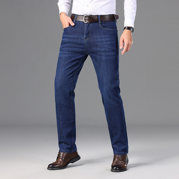 Дънки Four Seasons, удебелени от агнешко кадифе, памучни, за мъжки татковци, тесни, прави, дълги панталони