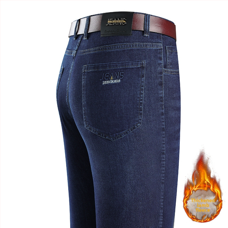 Four Seasons normál Vastagított Bárány Bársony Pamut Farmer Férfi Apukák Szűk Nadrág Egyenes Szájú Nadrág Hosszú Nadrág