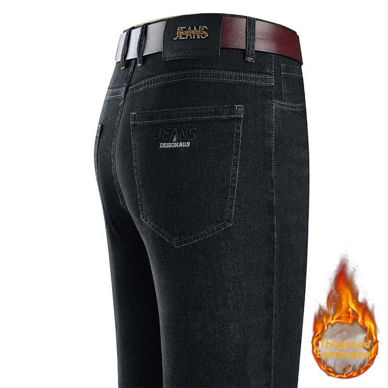 Four Seasons normál Vastagított Bárány Bársony Pamut Farmer Férfi Apukák Szűk Nadrág Egyenes Szájú Nadrág Hosszú Nadrág