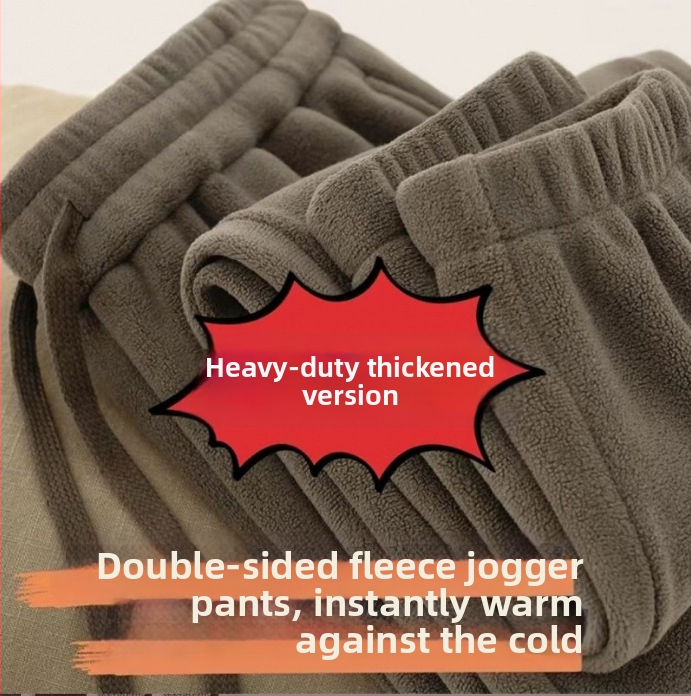 Двустранни поларени панталони за мъже, връхни панталони с поларена подплата, удебелени нови поларени зимни топли спортни панталони за мъже