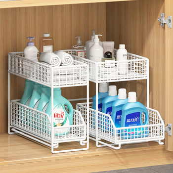 Ράφι αποθήκευσης νιπτήρα μπάνιου κάτω από το ντουλάπι του μπάνιου, συρόμενο ντουλάπι αποχέτευσης, πολυεπίπεδη ράφα αποθήκευσης νιπτήρα