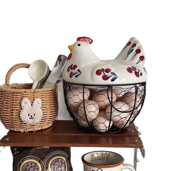 Madingas mielas virtuvės kiaušinių laikymo krepšelis namams tuščiaviduris kūrybingas retro keraminis vištų laikymo krepšelis geležinis pastoracinis
