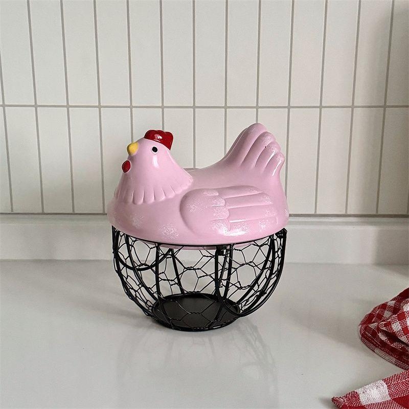 Madingas mielas virtuvės kiaušinių laikymo krepšelis namams tuščiaviduris kūrybingas retro keraminis vištų laikymo krepšelis geležinis pastoracinis