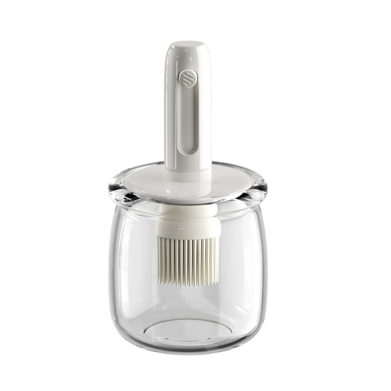 Teleskopinis aliejaus šepetėlio butelis buitinei virtuvei, atsparus aukštai temperatūrai, stiklinis silikoninis šepetėlio aliejaus butelis lauko kepsninei kepimui „viskas viename“ aliejaus butelis