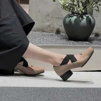 Έκδοση από δέρμα προβάτου ~ Γυναικεία παπούτσια μπαλέτου από γνήσιο δέρμα, ρετρό, ψηλά τακούνια με γαλλικό τετράγωνο τακούνι, σε στιλ νεράιδας, Mary Jane