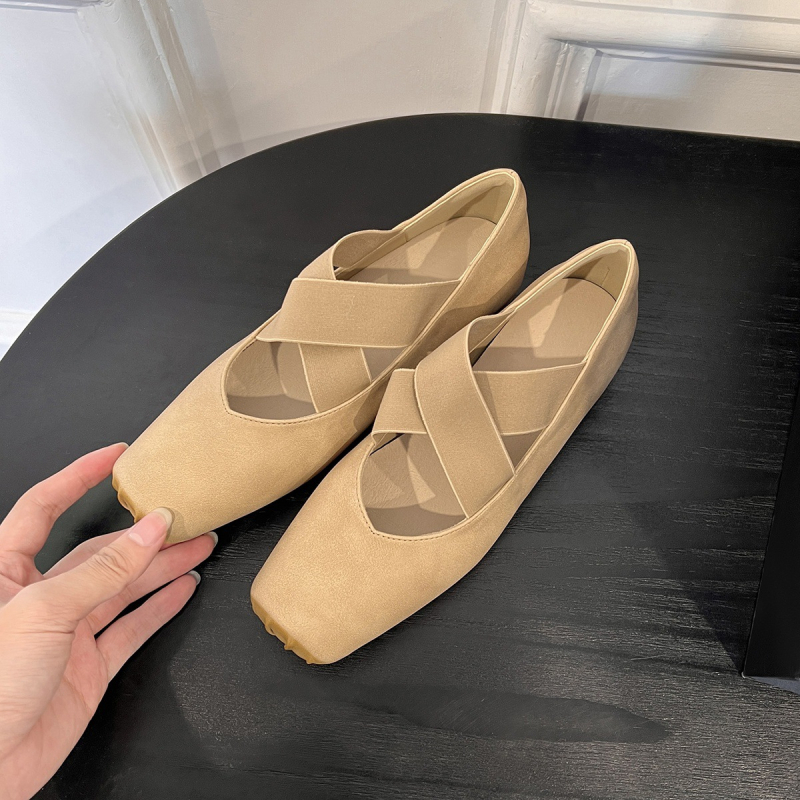 Báránybőr változat ~ Valódi bőr balettcipők Női retró vastag sarkú cipők francia szögletes orrú tündér stílusú Mary Jane magassarkú