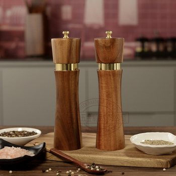 Medinis pipirų malūnas, rankinis, keraminis šerdis, akacijos medienos pipirai, jūros druska, daugiafunkcis malūnėlis, buitiniai, daugiafunkciai virtuvės įrankiai