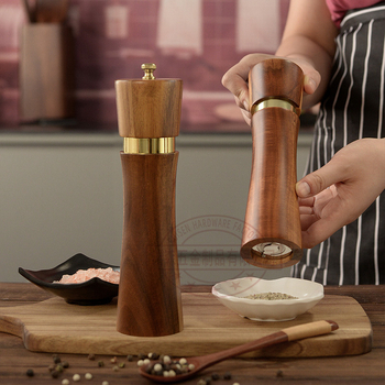 Medinis pipirų malūnas, rankinis, keraminis šerdis, akacijos medienos pipirai, jūros druska, daugiafunkcis malūnėlis, buitiniai, daugiafunkciai virtuvės įrankiai