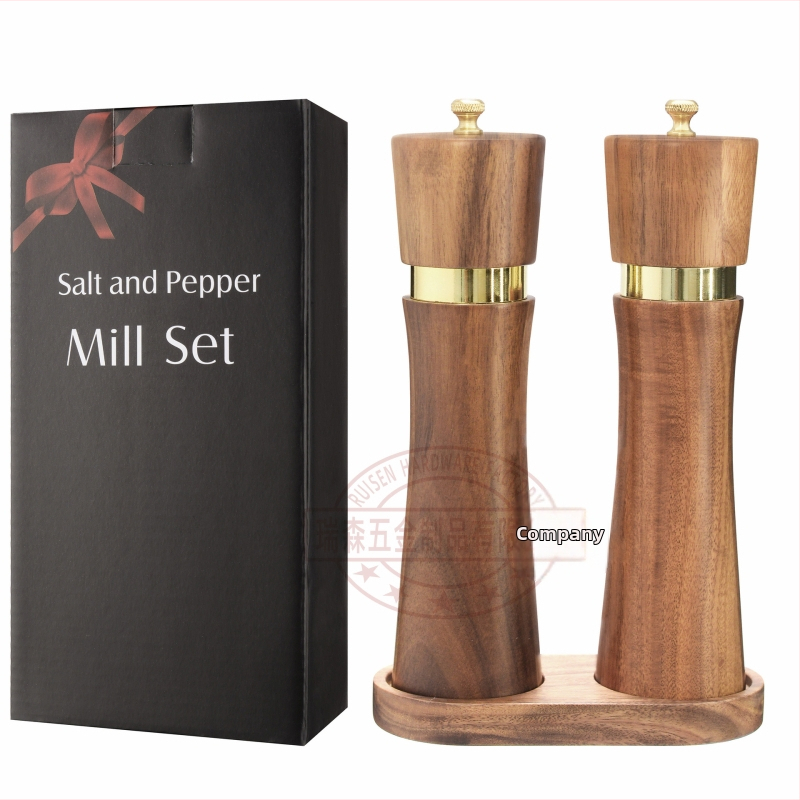 Medinis pipirų malūnas, rankinis, keraminis šerdis, akacijos medienos pipirai, jūros druska, daugiafunkcis malūnėlis, buitiniai, daugiafunkciai virtuvės įrankiai