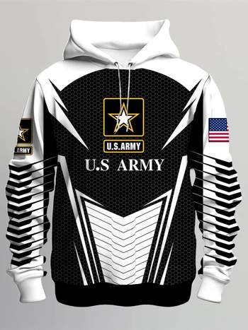 Határokon átnyúló 3D digitális nyomtatású amerikai pulóver kapucnis férfi retró pulóver sport laza őszi és téli kabát