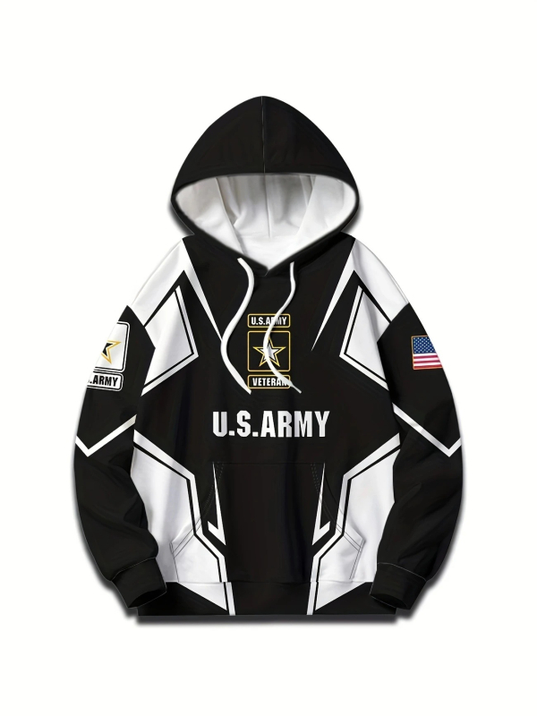 Határokon átnyúló 3D digitális nyomtatású amerikai pulóver kapucnis férfi retró pulóver sport laza őszi és téli kabát