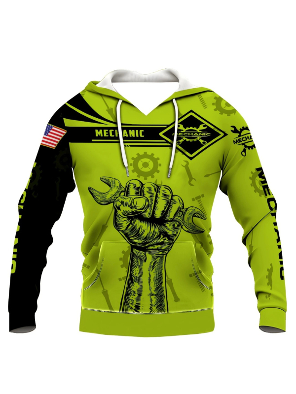 Határokon átnyúló 3D digitális nyomtatású amerikai pulóver kapucnis férfi retró pulóver sport laza őszi és téli kabát