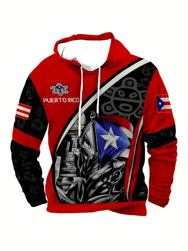 Határokon átnyúló 3D digitális nyomtatású amerikai pulóver kapucnis férfi retró pulóver sport laza őszi és téli kabát