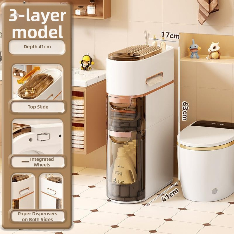 Tualettruumi sahtlitüüpi hoiukapp Majapidamise tualettruumi mitmekihiline plastist hoiukapp Paigaldusvaba hoiuriiul