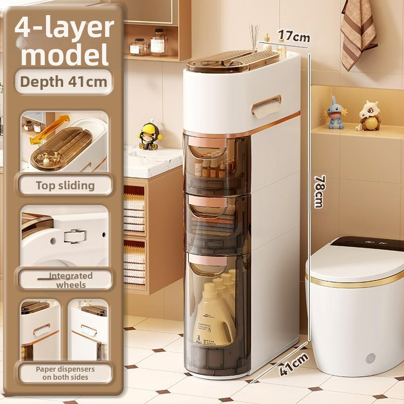 Tualettruumi sahtlitüüpi hoiukapp Majapidamise tualettruumi mitmekihiline plastist hoiukapp Paigaldusvaba hoiuriiul