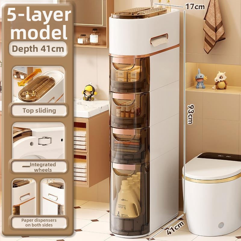 Tualettruumi sahtlitüüpi hoiukapp Majapidamise tualettruumi mitmekihiline plastist hoiukapp Paigaldusvaba hoiuriiul