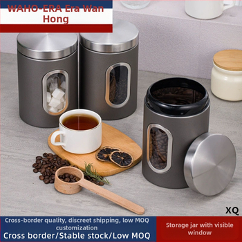 Köögitarbed Roostevabast terasest säilituspurk Visuaalne aken Klaasist suletud purk Jämedateralise tee purk Toidu kuivkaupade säilituspurk