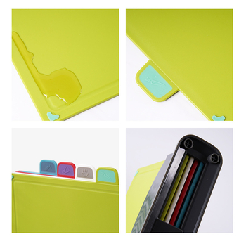 Dvipusė virtuvės pjaustymo lentelė su daiktadėže, klasifikavimo pjaustymo lentelė, keturių dalių kūdikių vaisių maisto papildoma neslystanti virtuvės pjaustymo lentelė