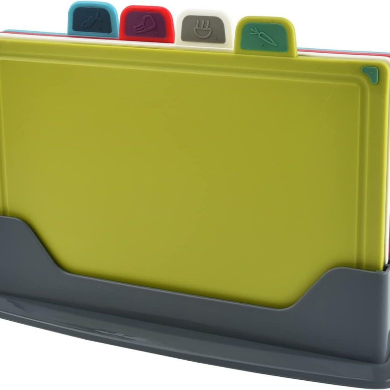 Dvipusė virtuvės pjaustymo lentelė su daiktadėže, klasifikavimo pjaustymo lentelė, keturių dalių kūdikių vaisių maisto papildoma neslystanti virtuvės pjaustymo lentelė