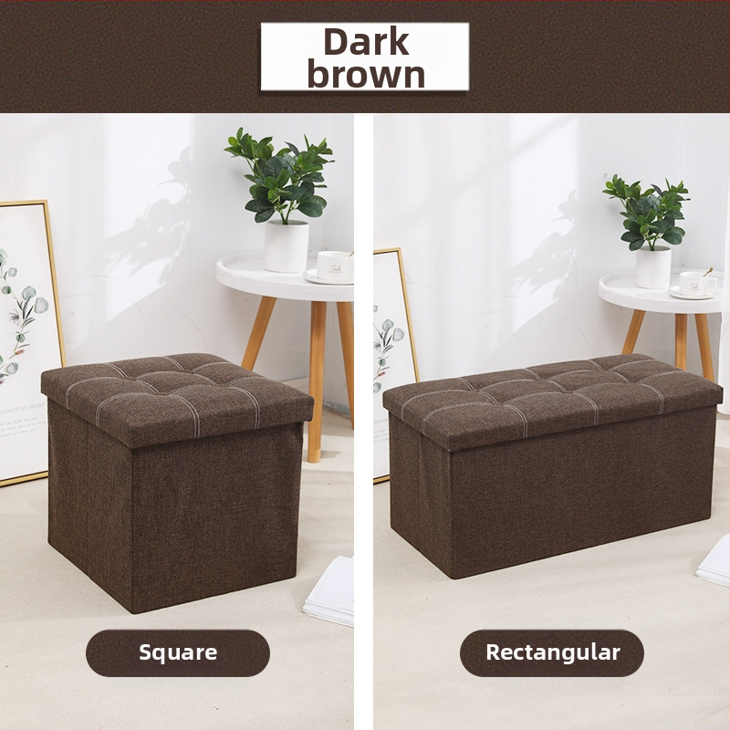Табуретка за съхранение от плат, многофункционална табуретка за сядане и преобличане на обувки, малка табуретка за диван, сгъваема кутия за съхранение, кутия за домакинско съхранение