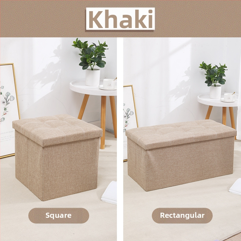 Табуретка за съхранение от плат, многофункционална табуретка за сядане и преобличане на обувки, малка табуретка за диван, сгъваема кутия за съхранение, кутия за домакинско съхранение