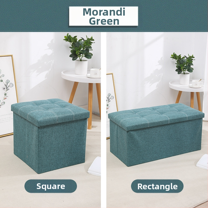 Табуретка за съхранение от плат, многофункционална табуретка за сядане и преобличане на обувки, малка табуретка за диван, сгъваема кутия за съхранение, кутия за домакинско съхранение