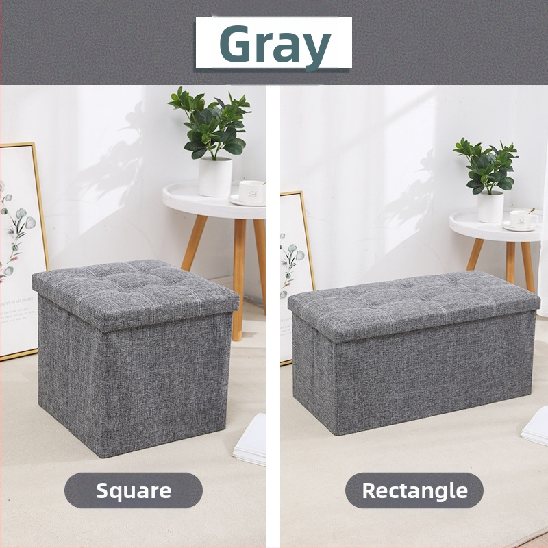 Табуретка за съхранение от плат, многофункционална табуретка за сядане и преобличане на обувки, малка табуретка за диван, сгъваема кутия за съхранение, кутия за домакинско съхранение