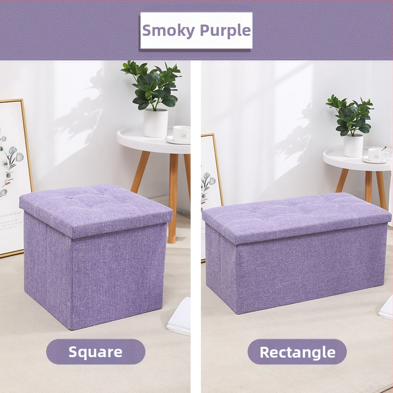 Табуретка за съхранение от плат, многофункционална табуретка за сядане и преобличане на обувки, малка табуретка за диван, сгъваема кутия за съхранение, кутия за домакинско съхранение