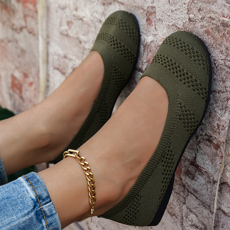 Pantofi sport pentru femei, pantofi sport de vară, respirabili, tricotați, cu plasă superficială, cu vârf rotund, la modă, pantofi sport, pantofi sport