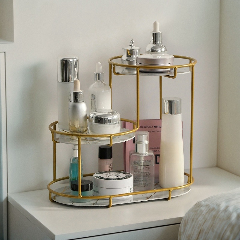 Raft de depozitare cosmetică de lux ușor, cutie de depozitare cosmetică, suport de blat pentru desktop, cutie de depozitare pentru îngrijirea pielii