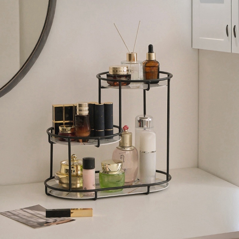 Raft de depozitare cosmetică de lux ușor, cutie de depozitare cosmetică, suport de blat pentru desktop, cutie de depozitare pentru îngrijirea pielii