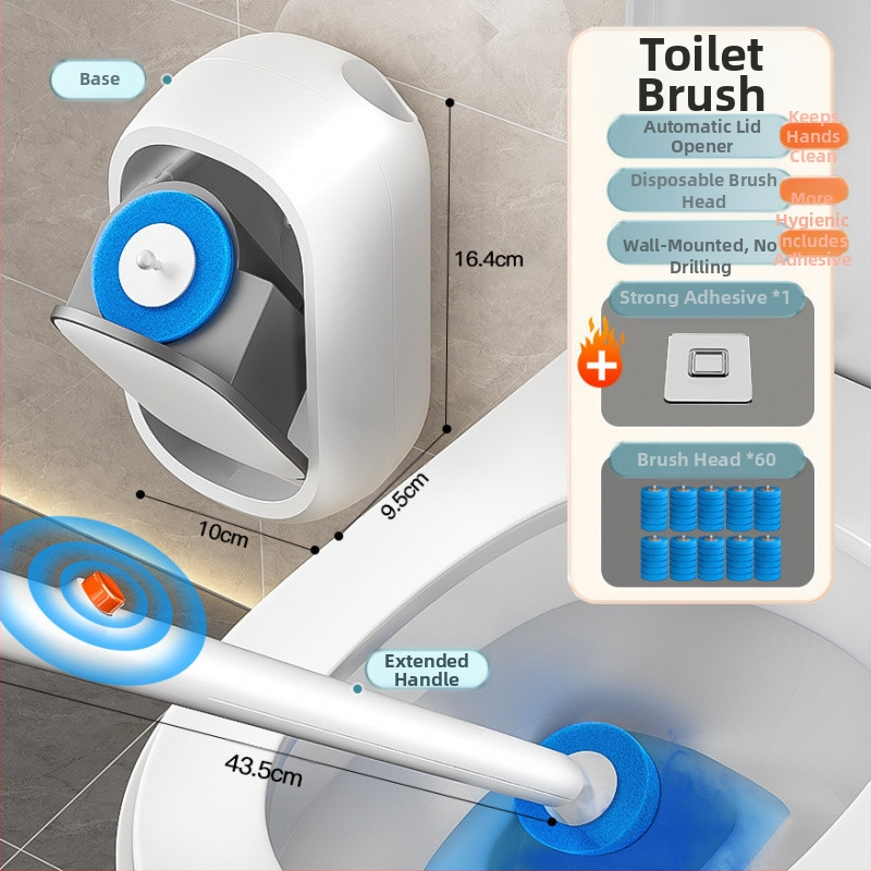 Vienkartinis tualetinis šepetys Buitinis tualetinis šepetys Be aklavietės sienos Naujas tualeto valymo šepetys