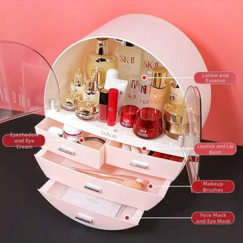 Ελαφρύ πολυτελές κουτί αποθήκευσης περιποίησης δέρματος μεγάλης χωρητικότητας, τραπεζάκι ντυσίματος, ανθεκτικό στη σκόνη, κουτί αποθήκευσης καλλυντικών, διαφανές άνετο κουτί αποθήκευσης