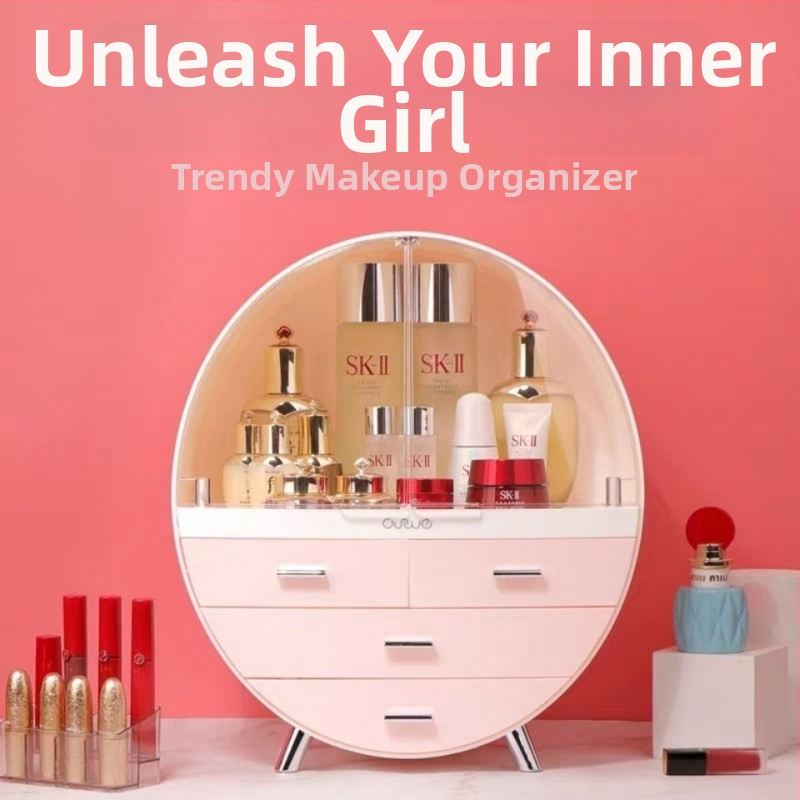 Lengva prabangi didelės talpos odos priežiūros laikymo dėžutė, tualetinis staliukas, dulkėms atspari kosmetikos laikymo dėžutė, skaidri ir patogi laikymo dėžutė