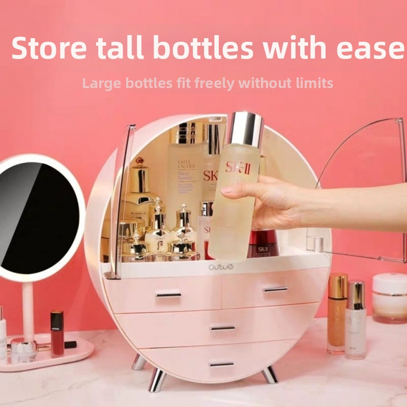 Lengva prabangi didelės talpos odos priežiūros laikymo dėžutė, tualetinis staliukas, dulkėms atspari kosmetikos laikymo dėžutė, skaidri ir patogi laikymo dėžutė