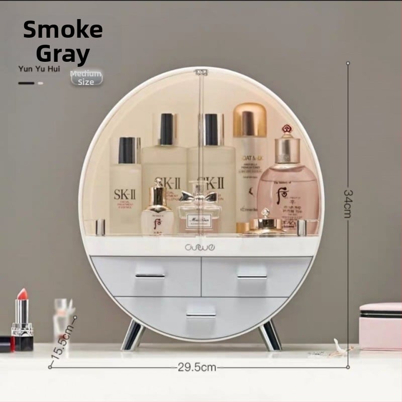 Viegla, grezna, lielas ietilpības ādas kopšanas uzglabāšanas kaste, tualetes galdiņš, putekļu necaurlaidīga kosmētikas uzglabāšanas kaste, caurspīdīga, ērta uzglabāšanas kaste