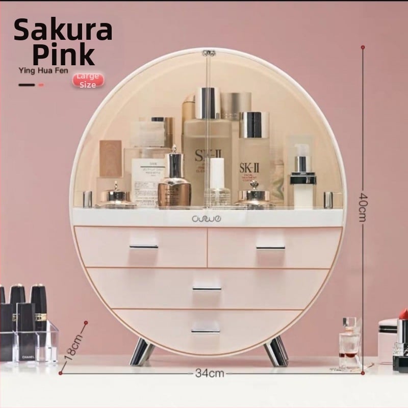 Viegla, grezna, lielas ietilpības ādas kopšanas uzglabāšanas kaste, tualetes galdiņš, putekļu necaurlaidīga kosmētikas uzglabāšanas kaste, caurspīdīga, ērta uzglabāšanas kaste