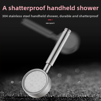 Nerūdijančio plieno slėginė dušo galvutė, apsauga nuo nudegimų ir kritimų, rankinis reguliuojamas antgalis, didelis vandens išleidimo anga, kvadratinis dušo komplektas